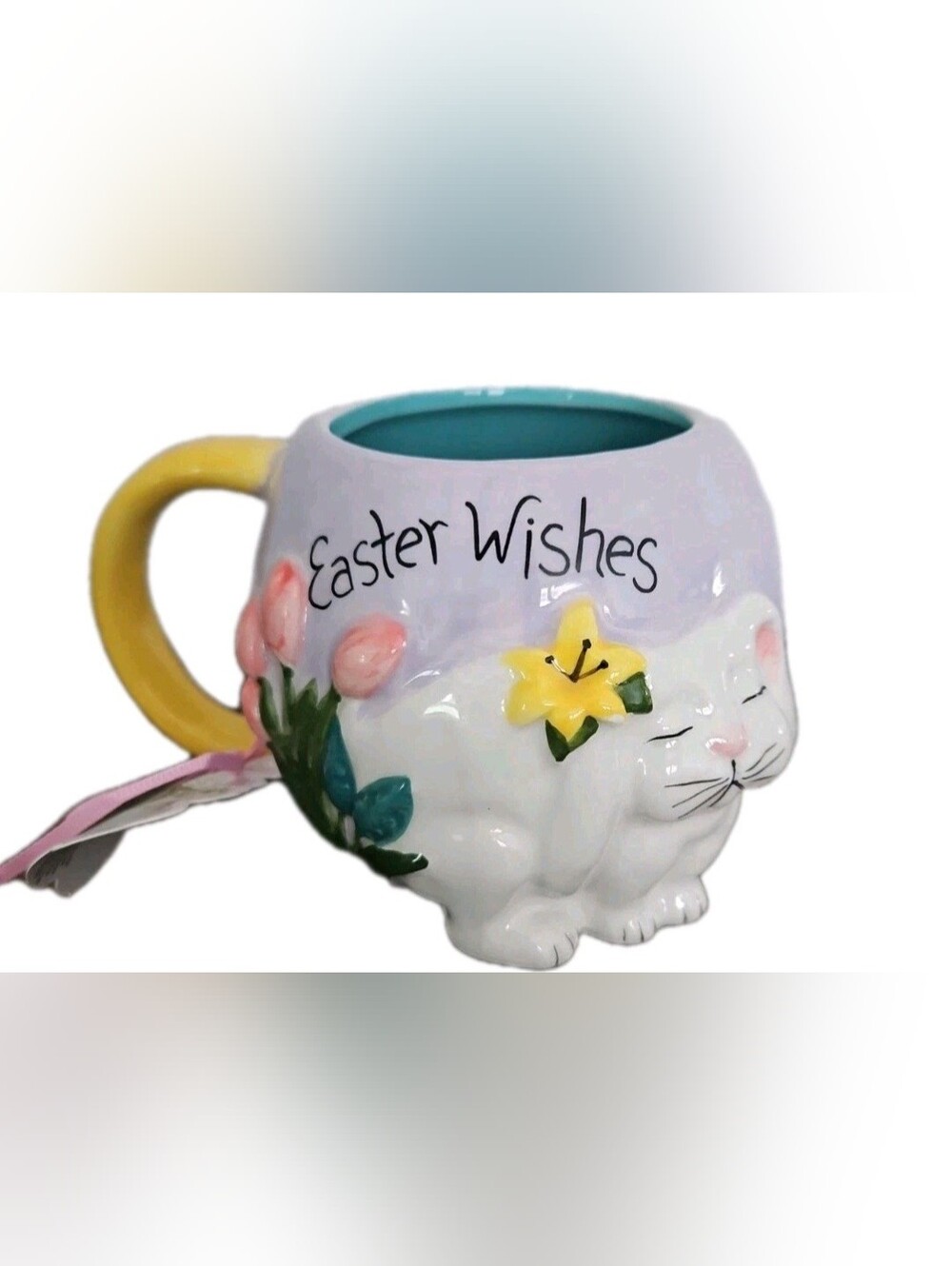 Blue Sky Clayworks Easter Wishes Bunny Rabbit Mug Set of 3 NWT Spring Decor.